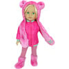 18" Doll Fuchsia Bear Paw Fur Hat, Nylon Jacket, Stripe Leggings & Boots, Hot Pink - Doll Accessories - 2