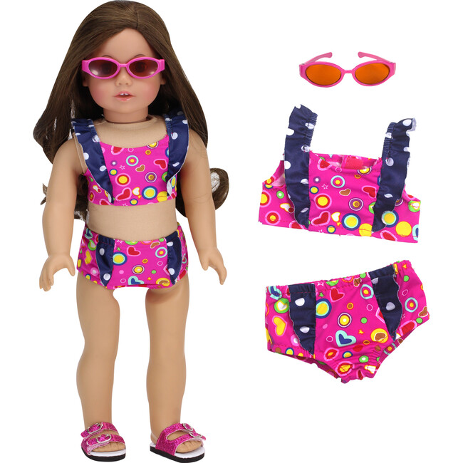18" Doll Swimsuit & Sunglasses, Hot Pink