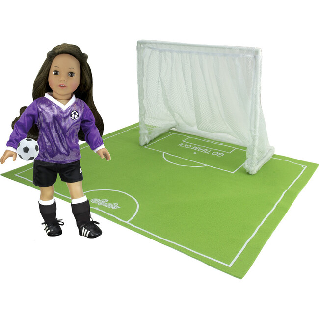 18" Doll Sports Net, Sports 1/2 Field & Soccer Ball Set, White