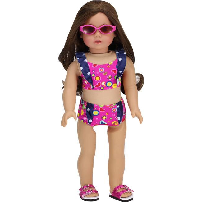 18" Doll Swimsuit & Sunglasses, Hot Pink