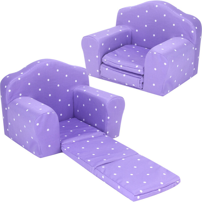 18" Doll Polka Dot Pull Out Chair Single Bed, Purple