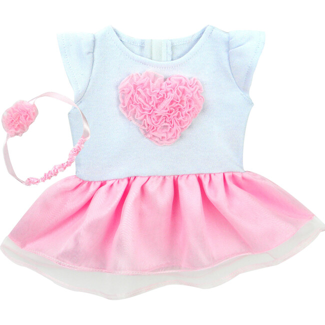 15" Doll Heart Tank Dress w/ Tulle Skirt, Light Pink