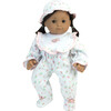 15" Doll Floral Print Sleeper, Bib, Hat & Diaper Complete Set, Light Pink - Doll Accessories - 2