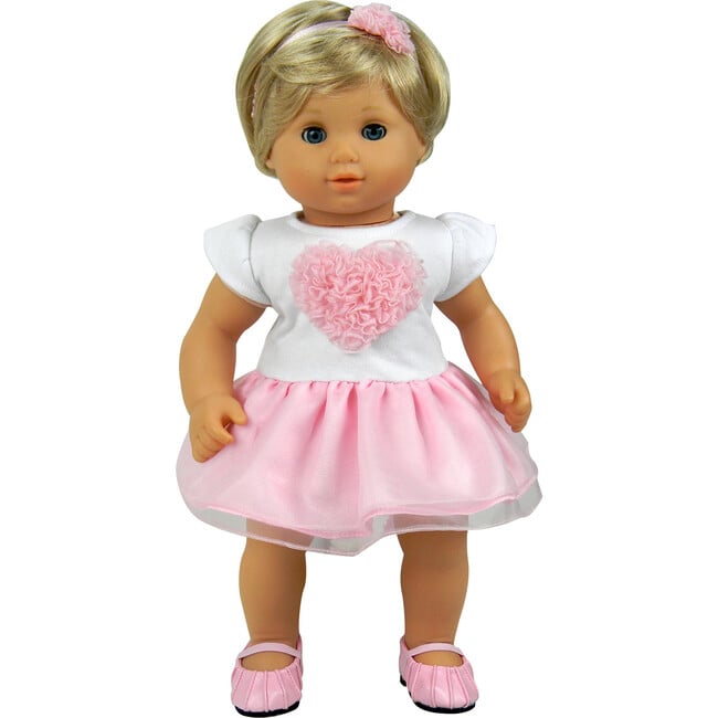 15" Doll Heart Tank Dress w/ Tulle Skirt, Light Pink - Doll Accessories - 2