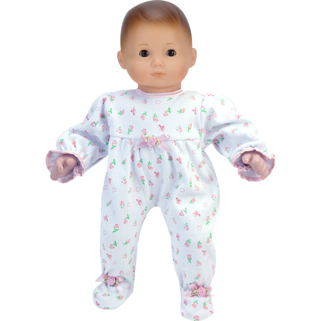 15" Doll Floral Print Sleeper, Light Pink - Doll Accessories - 2