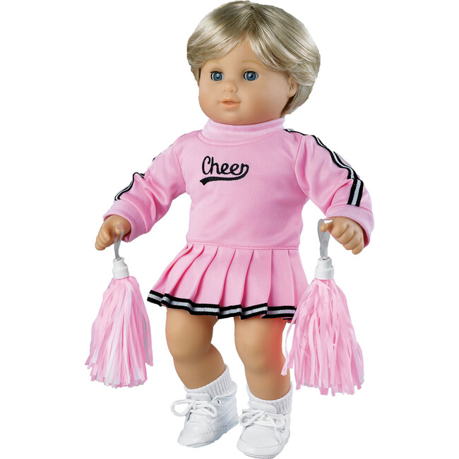 15" Doll Cheerleader Jumper, Pom-poms & Megaphone, Light Pink