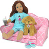 18" Doll Print Pull Out Sofa Double Bed, Pink - Doll Accessories - 2