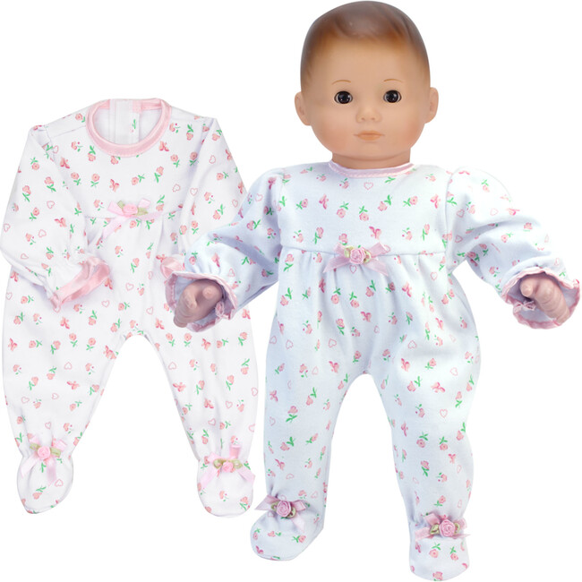 15" Doll Floral Print Sleeper, Light Pink - Doll Accessories - 3