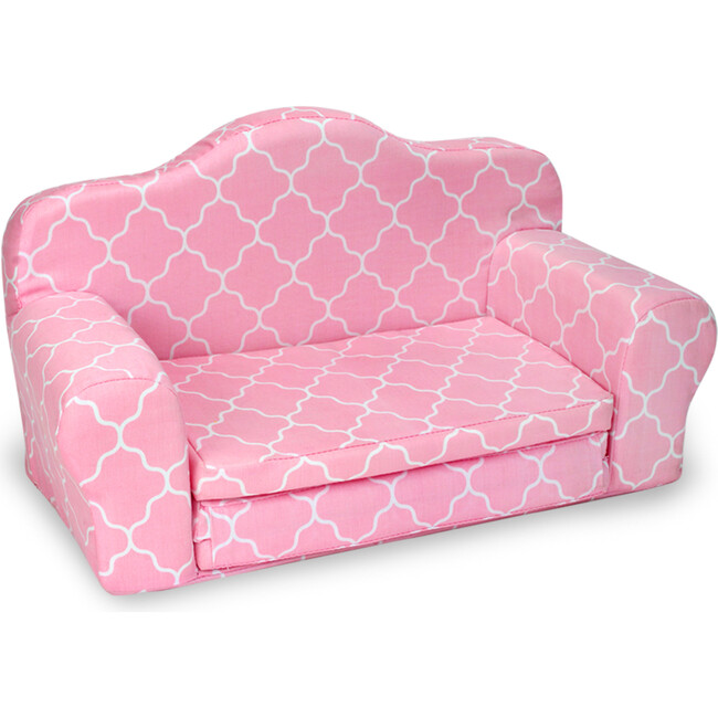 18" Doll Print Pull Out Sofa Double Bed, Pink - Doll Accessories - 3