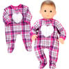 15" Doll Flannel Sleeper w/ Heart, Hot Pink - Doll Accessories - 3