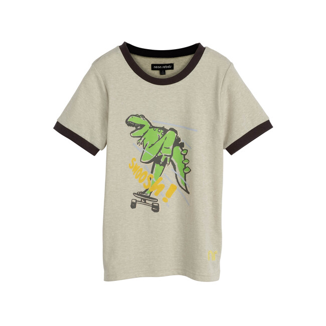 Domino Slub Ringer Tee, Laurel Green Dino - Tees - 1