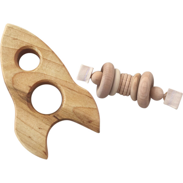 Rocket Rattle Teether Rocket Teether & Rattle Grasping Beads Set - Clover & Birch Teethers ...
