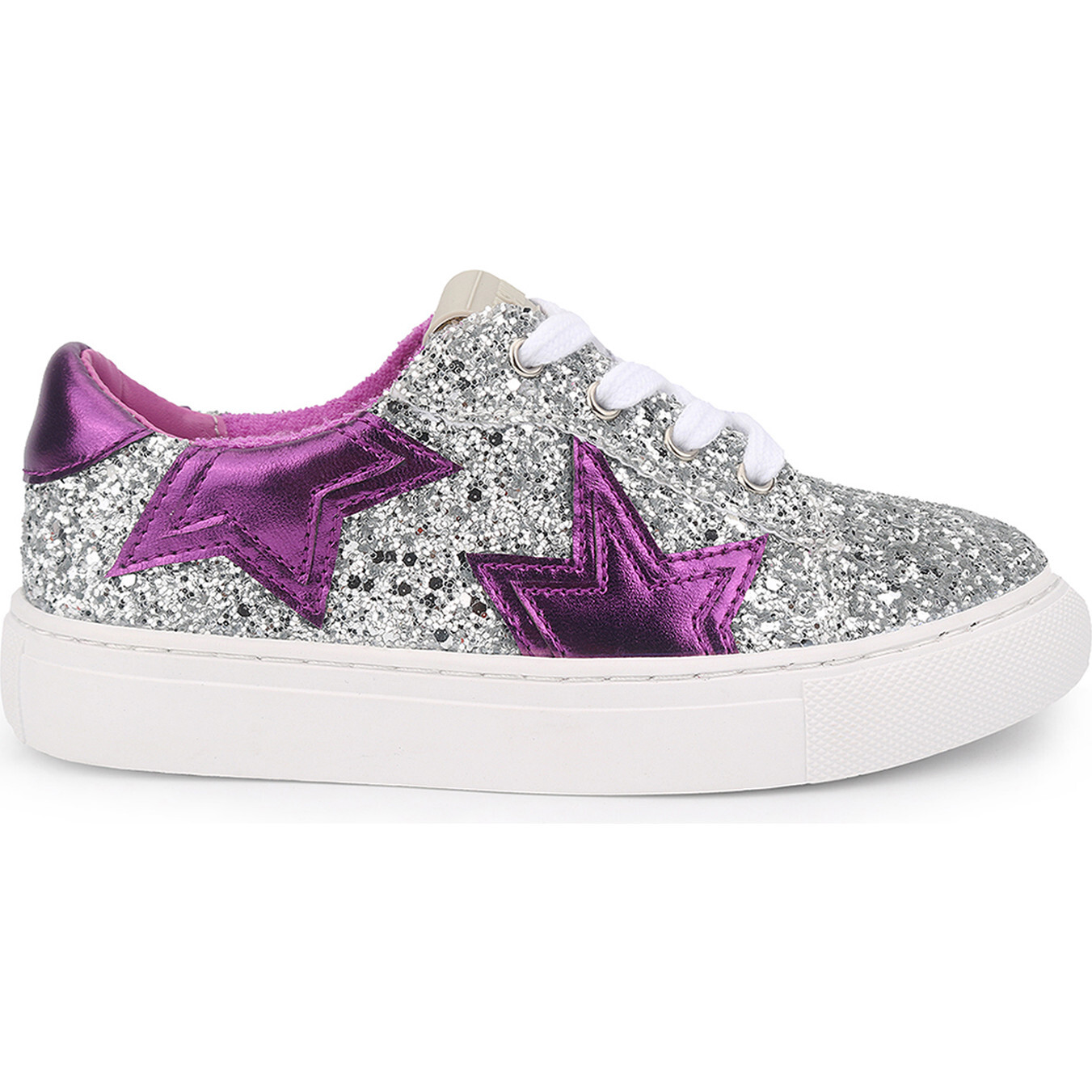 Miss Harper Silver Metallic Sneaker, Glitter & Purple - Sneakers - 1