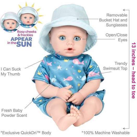 Beach Baby Doll with Sun-Activated Freckles, Clothes & Accessories Set - Baby Sunny - Dolls - 4