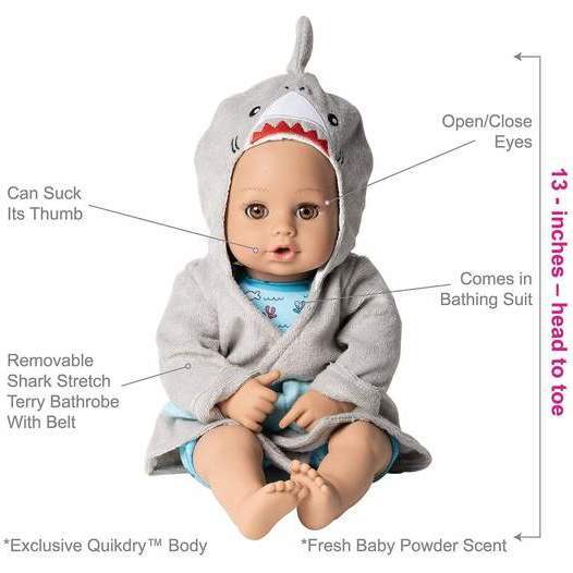 BathTime Shark Baby Doll, Doll Clothes & Accessories Set - Dolls - 4