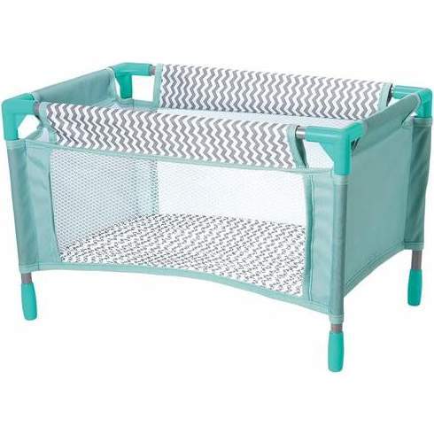 Zig Zag Playpen Bed, Aqua Green - Doll Accessories - 1