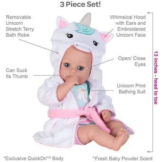 Bathtime Baby, Unicorn - Dolls - 4
