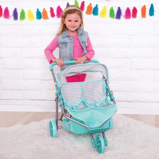 Twin Jogger Baby Doll Stroller - Zig Zag - Doll Accessories - 3