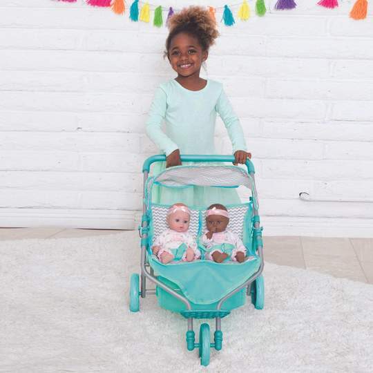 Twin Jogger Baby Doll Stroller - Zig Zag - Doll Accessories - 5