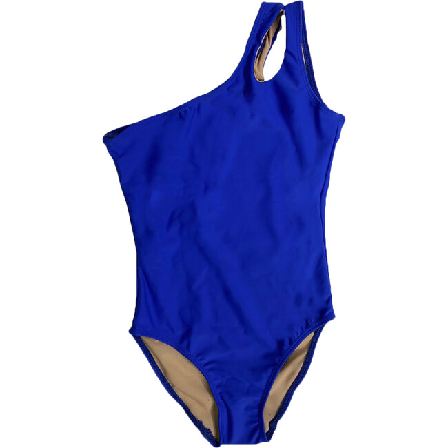 Girls One Shoulder One Piece Bathing Suit Bikini, Royal Blue - One Pieces - 1