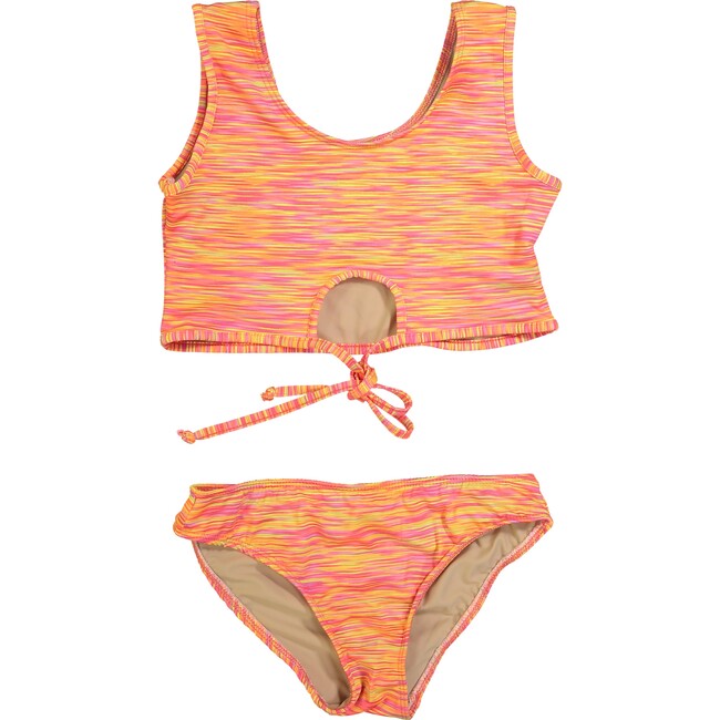 Girls Space Dye Two Piece Bathing Suit Bikini, Orange - Two Pieces - 1