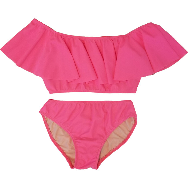 Girls Ruffle Two Piece Bathing Suit Bikini, Pink