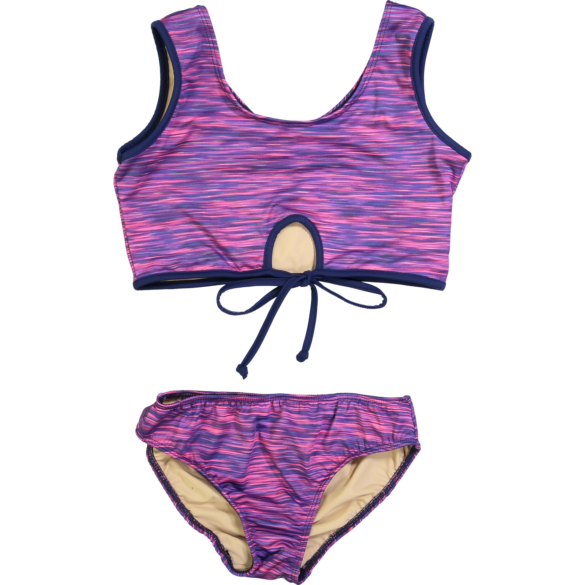 Girls Space Dye Two Piece Bathing Suit Bikini, Purple - Two Pieces - 1