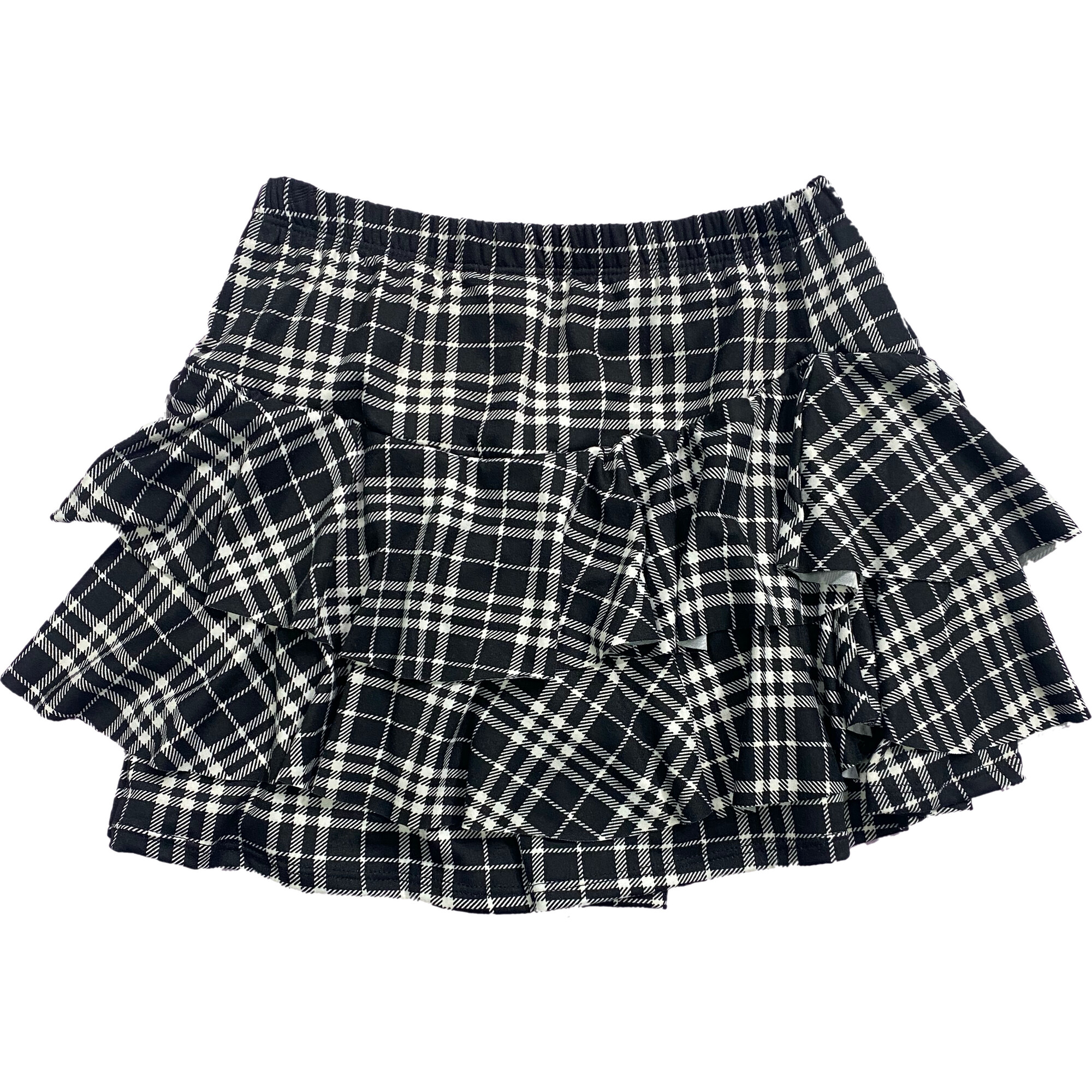 Girls Ruffle Skort, Black Plaid Cheryl Creations Skirts Maisonette