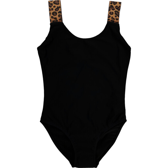 Girls Cheetah Strap One Piece Bathing Suit Bikini