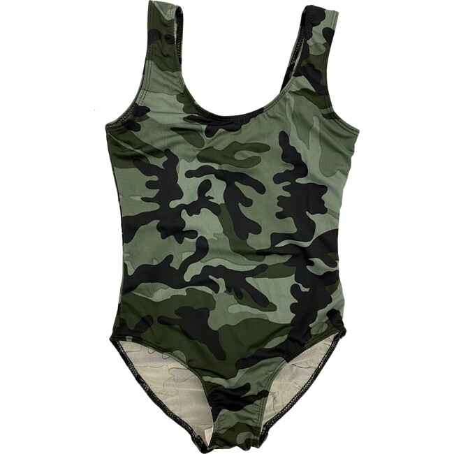 Girls Camouflage One Piece Bathing Suit Bikini, Green