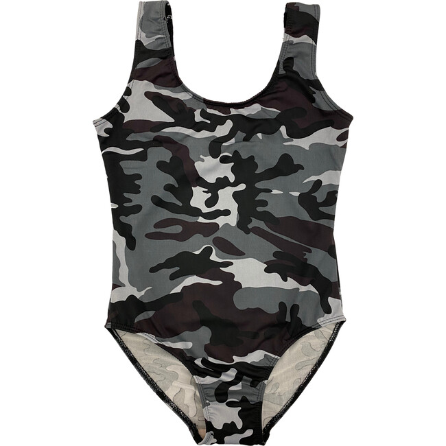 Girls Camouflage One Piece Bathing Suit Bikini, Black