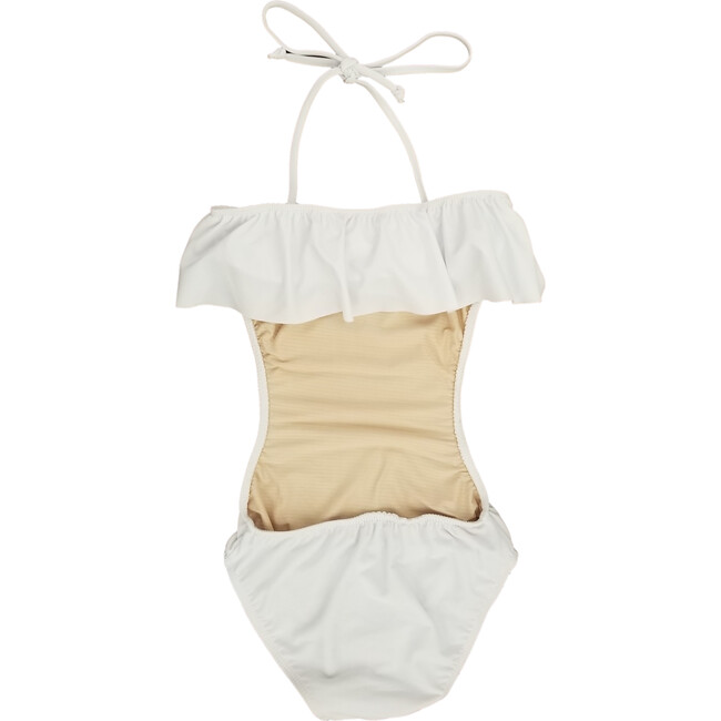 Girls One Piece Ruffle Bathing Suit Bikini, White