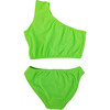 Two Piece One Shoulder Bathing Suit, Green - Two Pieces - 2