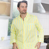 Men's Andy Cohen Stripe Long Sleeve PJ Pant Set, Yellow - Pajamas - 4