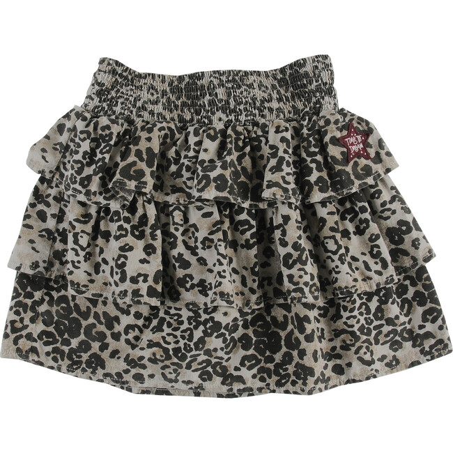 Sleepy High Rise Smock Skirt, Grey Dove Leopard