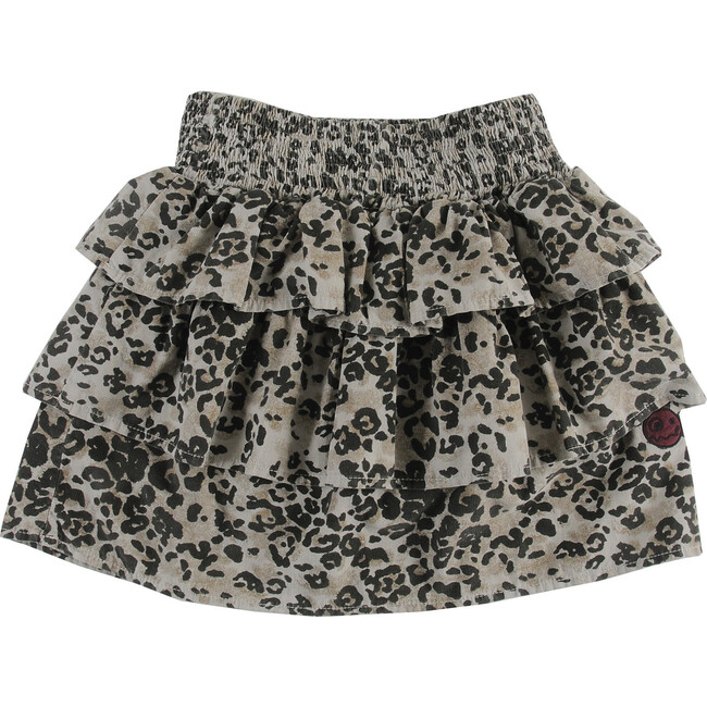 Sleepy High Rise Smock Skirt, Grey Dove Leopard