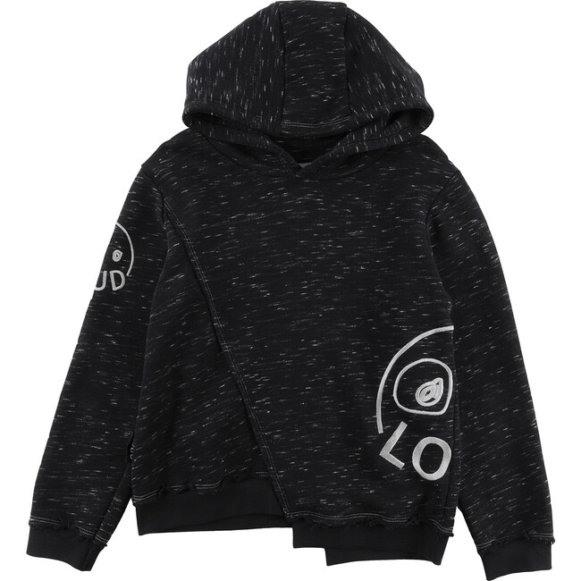 Poem Hooded Sweater, Black Flame - Jumpers - 1