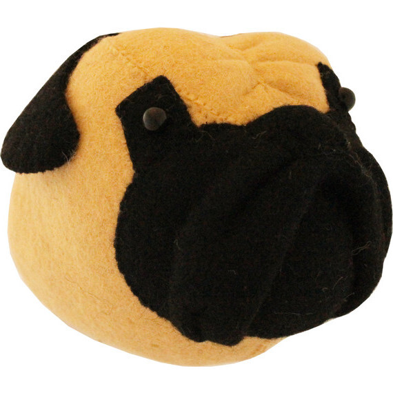 Mini Pug Head, Tan/Black