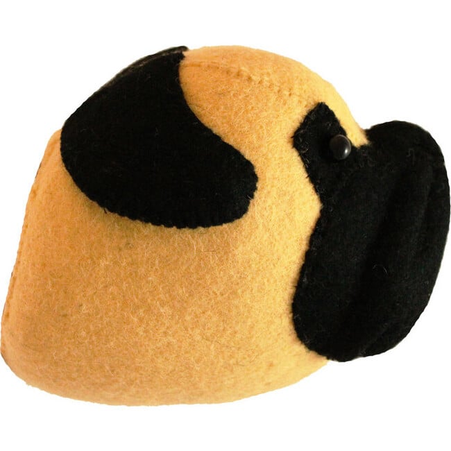 Mini Pug Head, Tan/Black