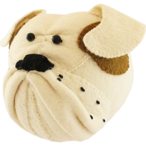 Mini Bulldog Head, Cream/Tan