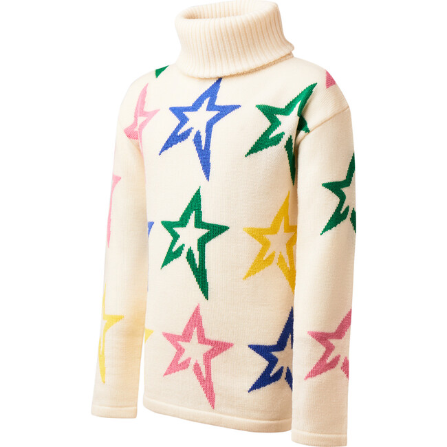 Kids Star Dust Sweater, Snow White/Rainbow Star