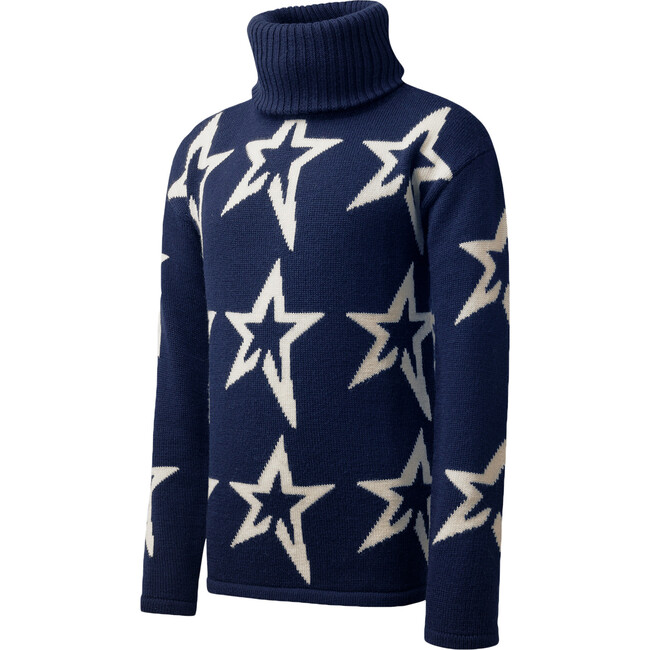 Kids Star Dust Sweater, Navy/Snow White Star - Sweaters - 1 - zoom