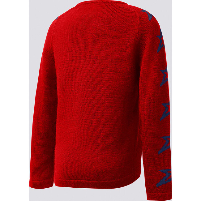 Kids Ski Sweater, Red/Navy Star