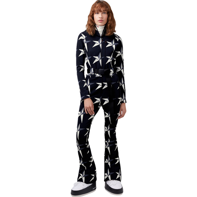 Women's Star Suit One Piece, Black Star Print - Snowsuits - 1