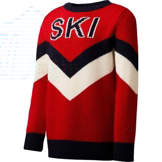 Kids Chevron Ski Sweater, Red