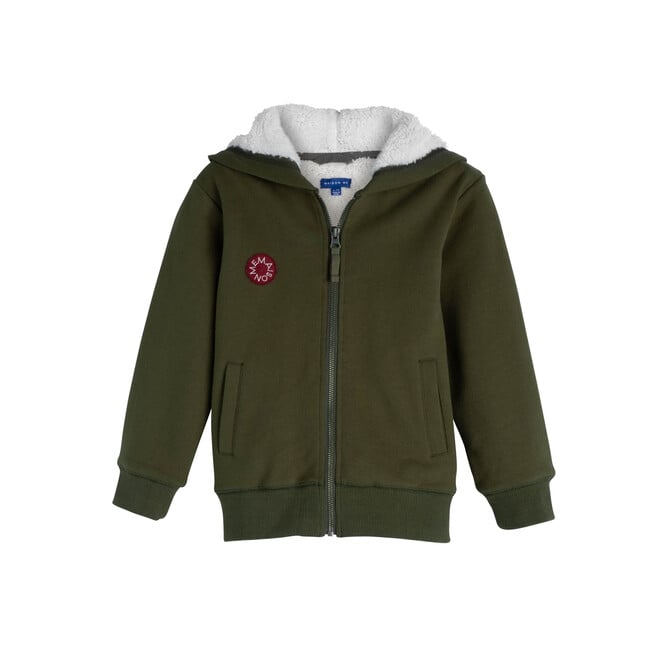 Luca Sherpa Hoodie, Army Green - Sweatshirts - 1