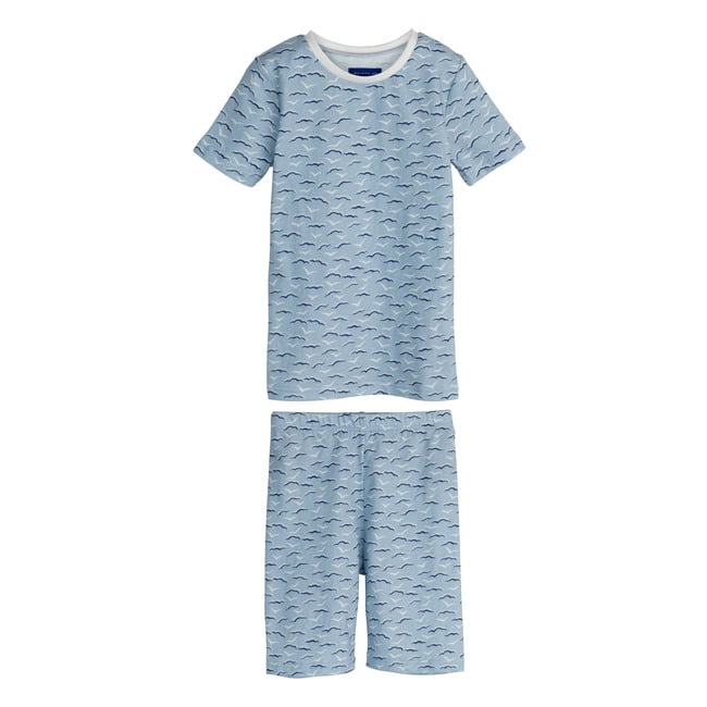 Emerson Short Sleeve Pajama Set, Blue Seagulls - Dresses - 1