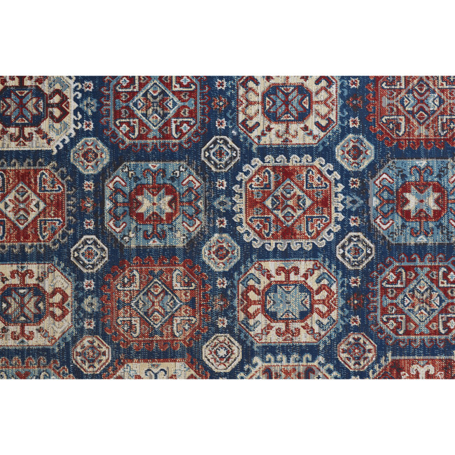 Kezia Vinatge Style Kazak Rug, Classic Blue/True Red - Rugs - 4