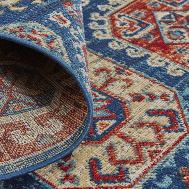 Kezia Vinatge Style Kazak Rug, Classic Blue/True Red - Rugs - 5