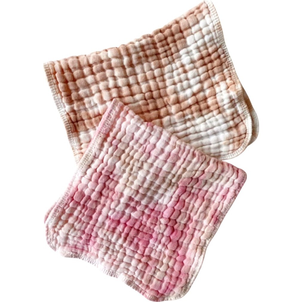 Tie-Dye Burp Cloth Set, Dustdye Rose Tie-dye - Burp Cloths - 1
